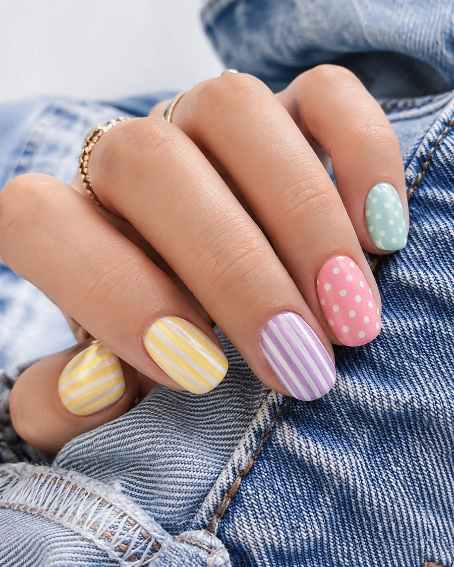Pastel stripes and polka dots